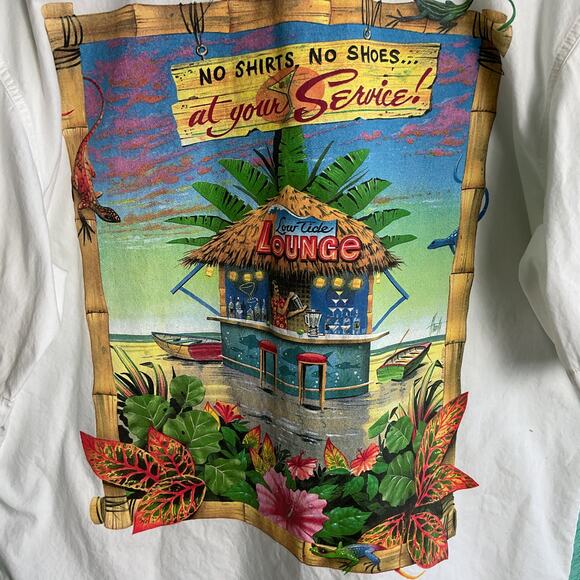 Caribbean Soul Mens Pure Cotton Button Up Casual Low Tide Lounge Tee Large - Picture 5 of 9